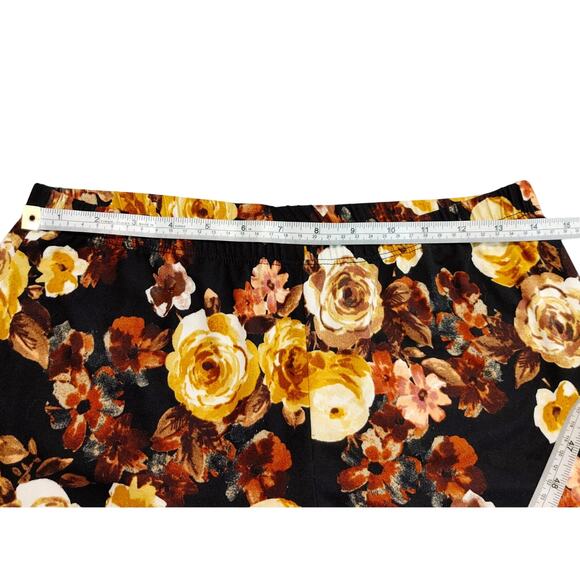 Polly & Esther Floral Bell Bottom Flared Pants Pull-On Black Multicolor Womens L - Picture 4 of 6